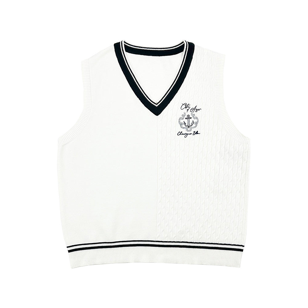 CHEVIGNON MENS NAUTICAL KNITTING JACQUARD VEST