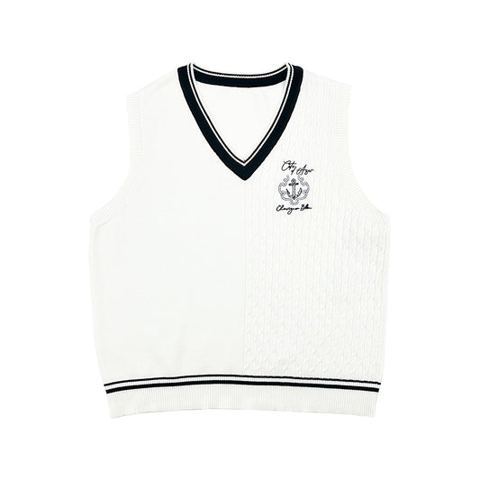 CHEVIGNON MENS NAUTICAL KNITTING JACQUARD VEST