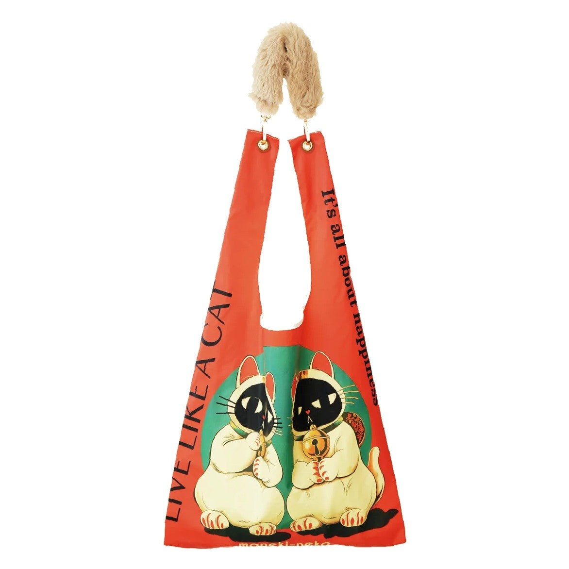 24627 TWIN LUCKY CAT shopping bag with removable