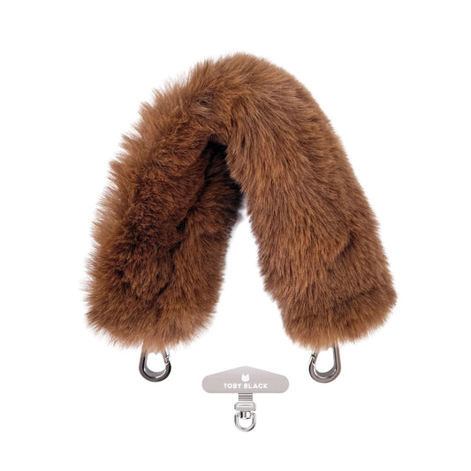 BROWN Furry Bag Strap