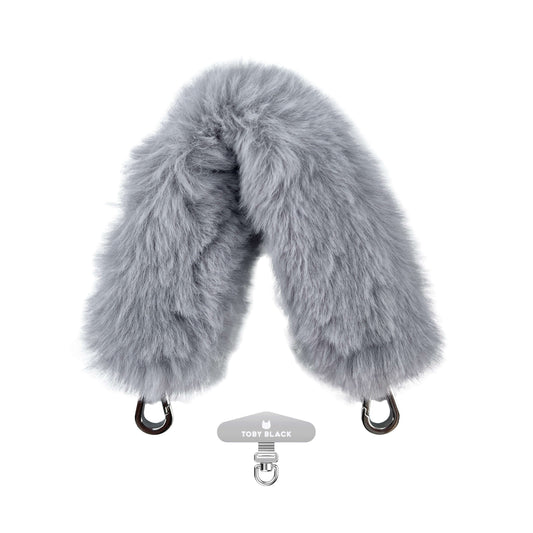 GREY Furry Bag Strap
