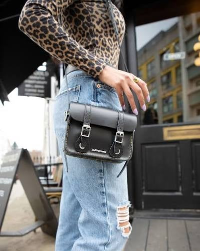 BLACK KIEV 7 LEATHER SATCHEL