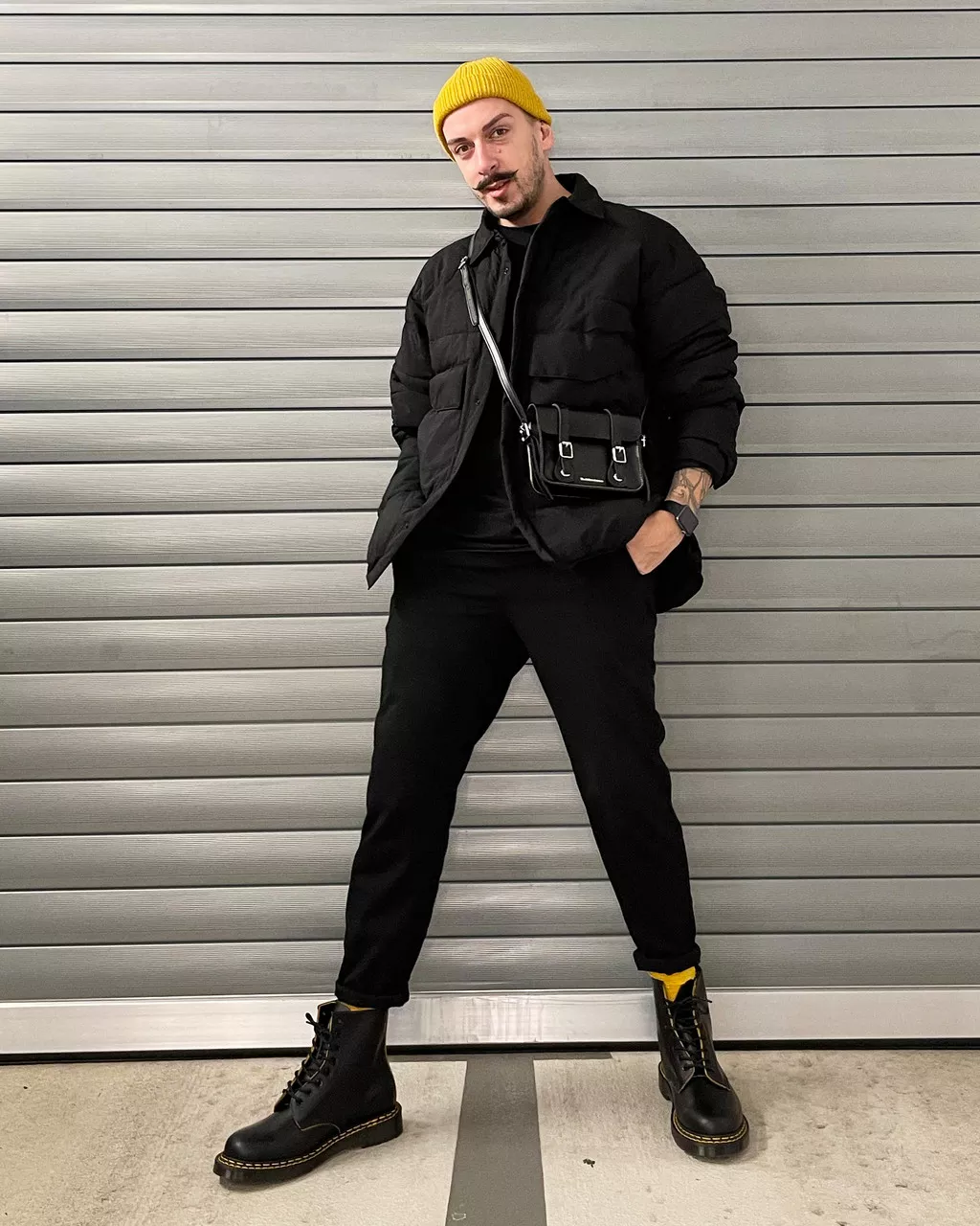 BLACK KIEV 7 LEATHER SATCHEL