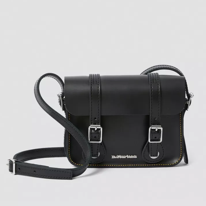 BLACK KIEV 7 LEATHER SATCHEL