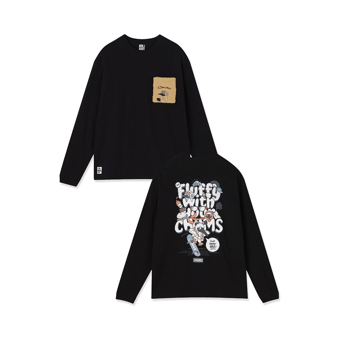 FLUFFY POCKET BRUSHED L/S T-SHIRT MS
