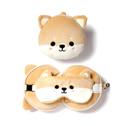 Kids Travel Pillow & Eye Mask - Shiba Inu Dog