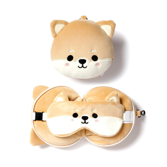Kids Travel Pillow & Eye Mask - Shiba Inu Dog