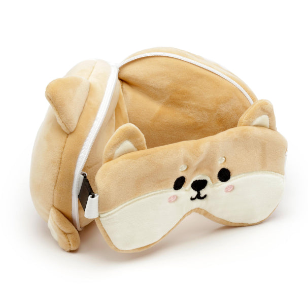 Kids Travel Pillow & Eye Mask - Shiba Inu Dog
