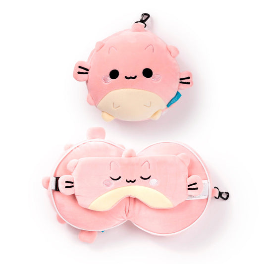 Kids Travel Pillow & Eye Mask - Puffer Fish