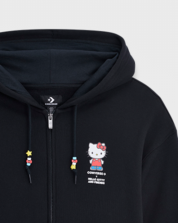 HELLO KITTY FULL ZIP HOODIE BLACK