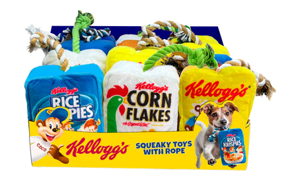 KELLOGG'S SQUEAKY TOY WITH ROPE(CORN FLAKES)