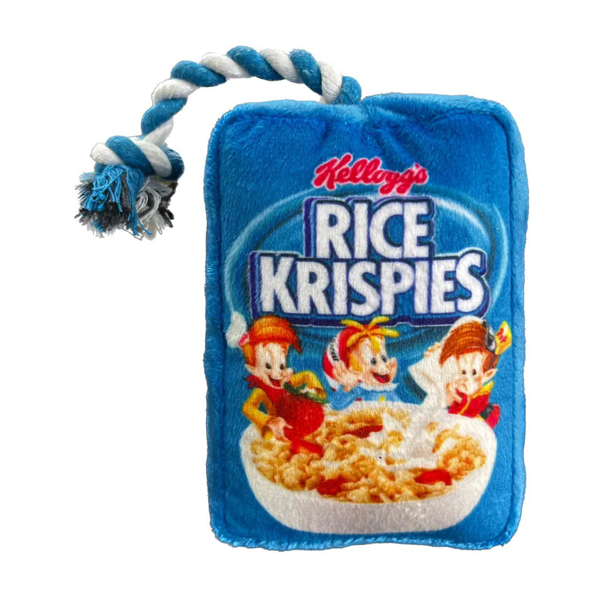 KELLOGG'S SQUEAKY TOY WITH ROPE(RICE KRISPIES)