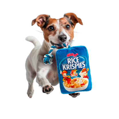 KELLOGG'S SQUEAKY TOY WITH ROPE(RICE KRISPIES)