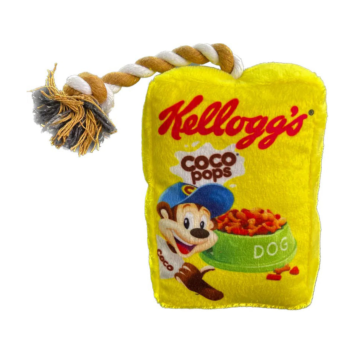 KELLOGG'S SQUEAKY TOY WITH ROPE(COCO POPS)