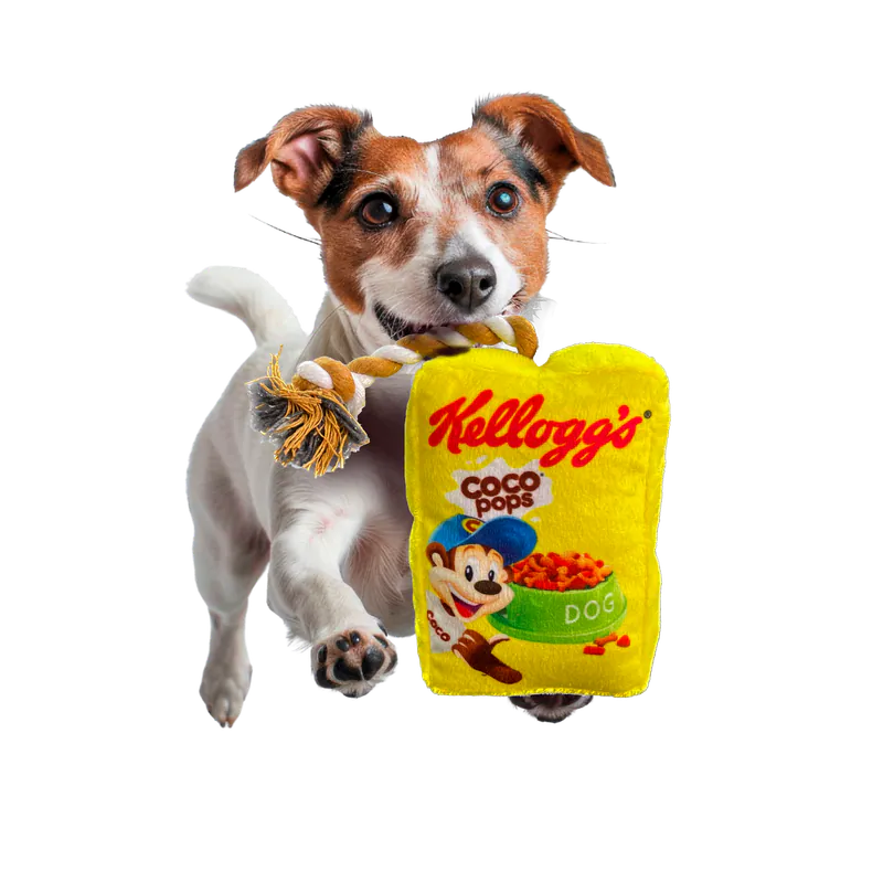 KELLOGG'S SQUEAKY TOY WITH ROPE(COCO POPS)