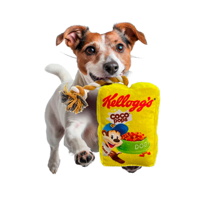 KELLOGG'S SQUEAKY TOY WITH ROPE(COCO POPS)