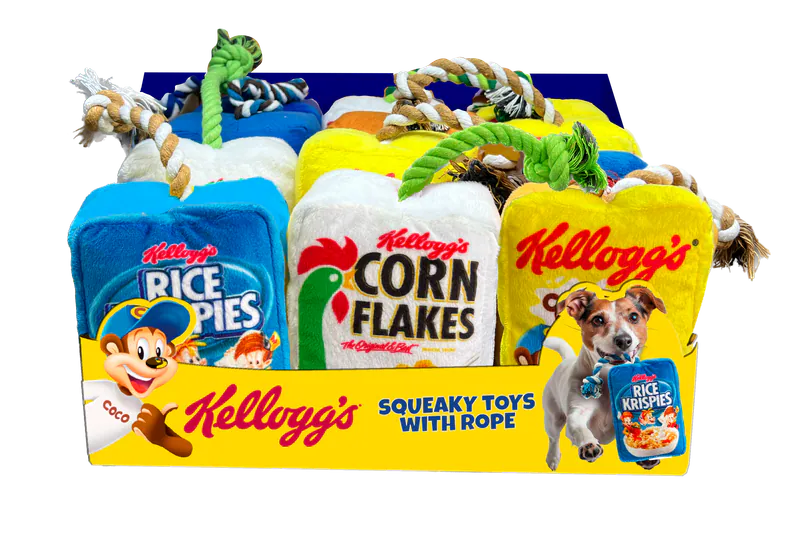 KELLOGG'S SQUEAKY TOY WITH ROPE(COCO POPS)