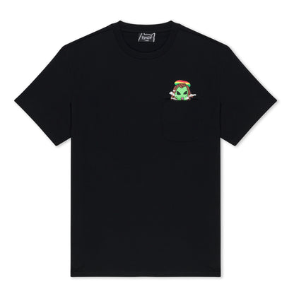 SMOKING RASTA ALIEN POCKET TEE (BLACK)