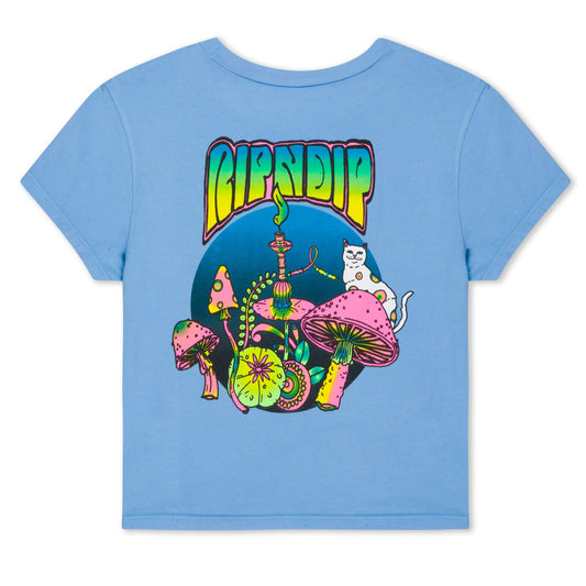 PSYCHEDELIC CROPPED BABY TEE (CORNFLOWER BLUE )