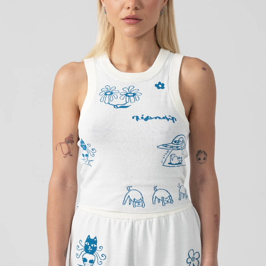 BLONDED KNIT CROP TOP (OFF WHITE)