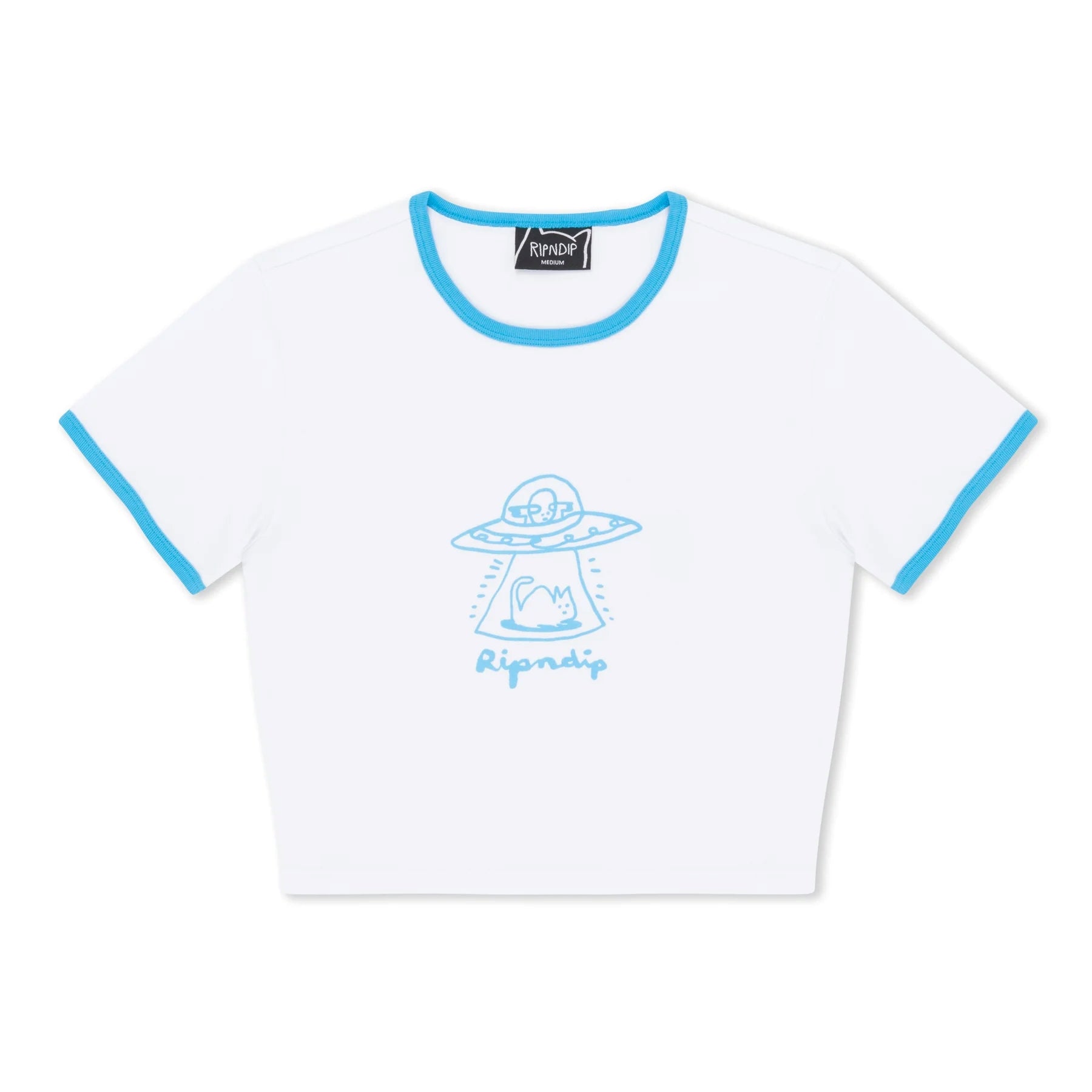 BLONDED CROPPED RINGER TEE (WHITE)