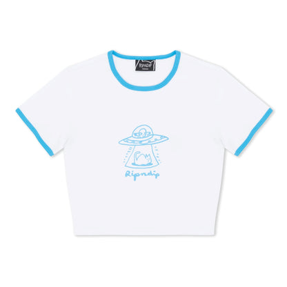 BLONDED CROPPED RINGER TEE (WHITE)