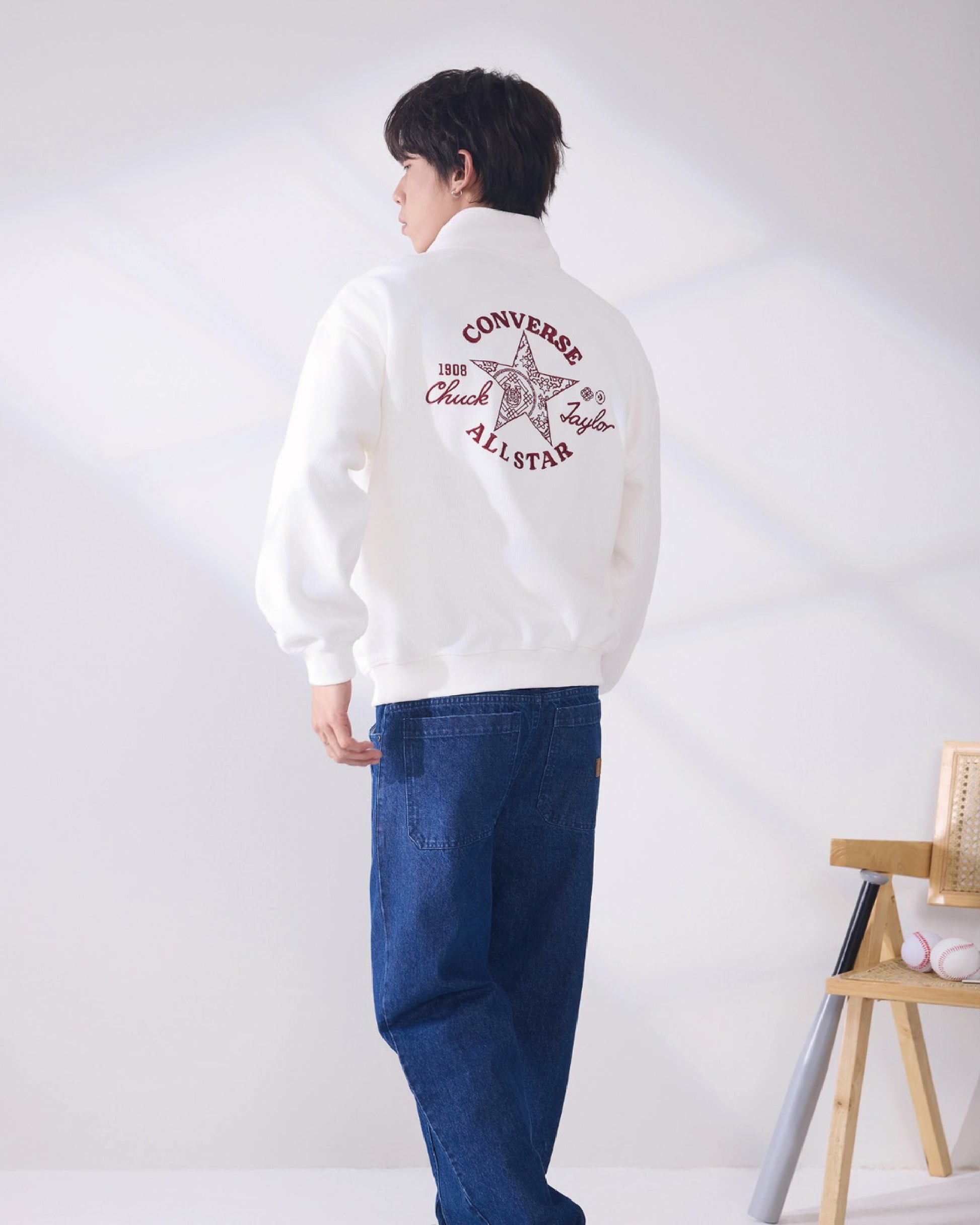 YOTH NOVELTY HALF ZIP FLEECE TOP EGRET
