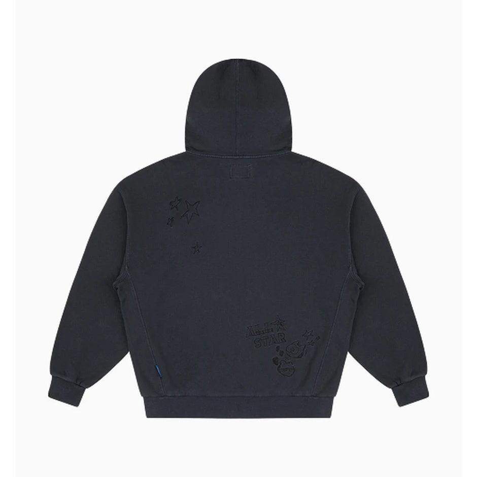 ZO&FRIENDS WASHED FULL ZIP HOODIE BLACK