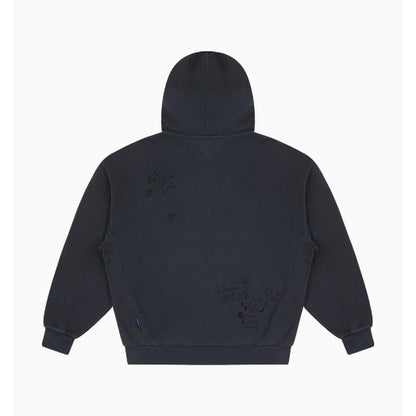 ZO&FRIENDS WASHED FULL ZIP HOODIE BLACK