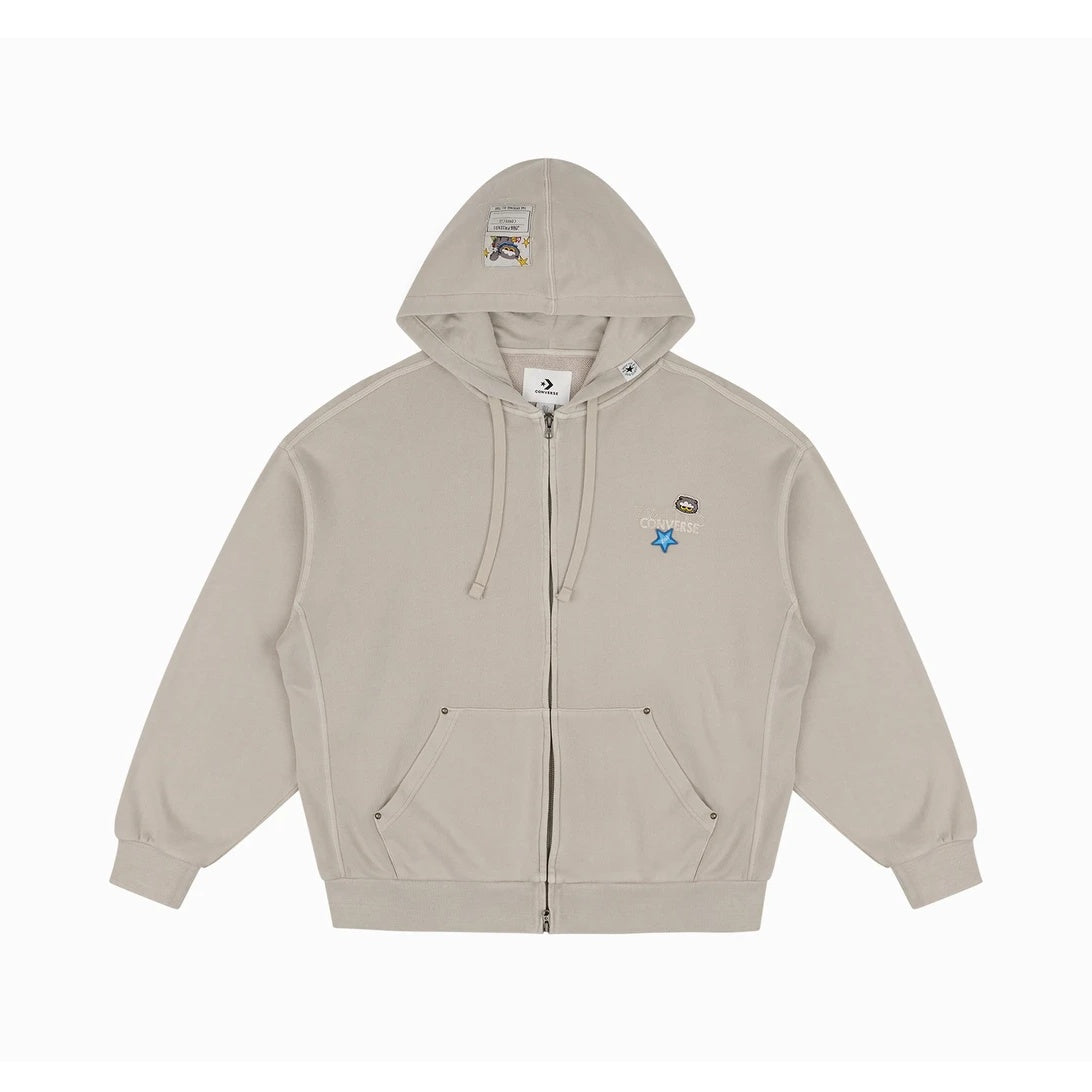 ZO&FRIENDS WASHED FULL ZIP HOODIE BEACH STONE