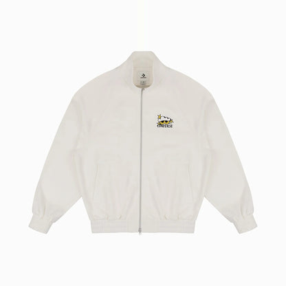 ZO&FRIENDS LOOSE FULL ZIP TOP EGRET