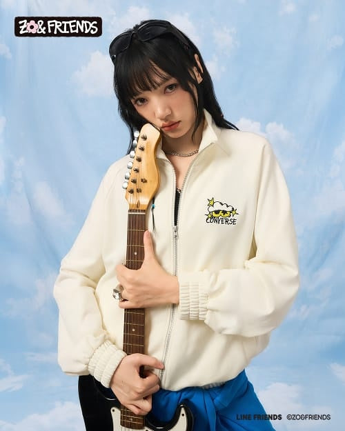 ZO&FRIENDS LOOSE FULL ZIP TOP EGRET
