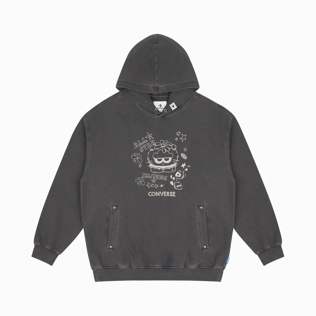 ZO&FRIENDS WASHED CREW HOODIE DARK MATTER