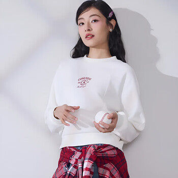 YOTH NOVELTY CREW FLEECE TOP EGRET