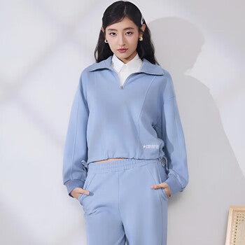 CROP HALF ZIP FLEECE TOP OCEAN RETREAT