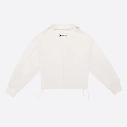 CROP HALF ZIP FLEECE TOP EGRET