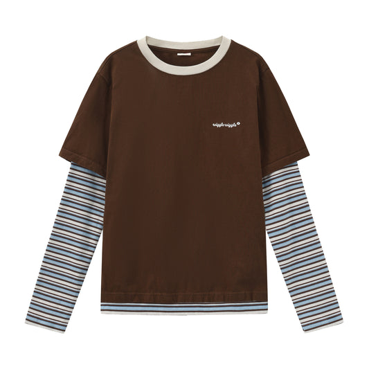 Faux Two-Piece Layered Long-Sleeve Top