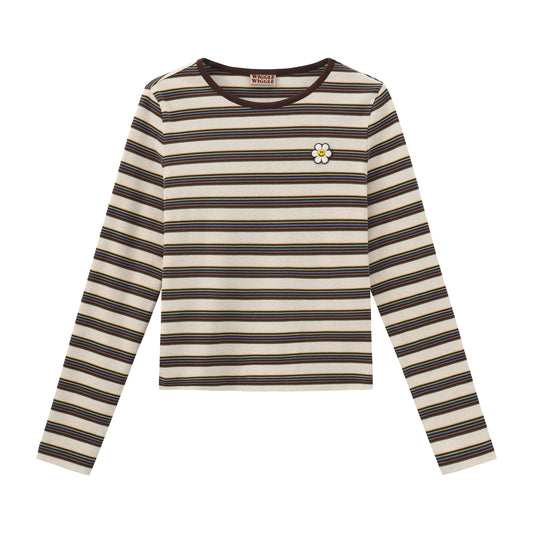 American Campus Style Striped Patchwork L-Sleeve