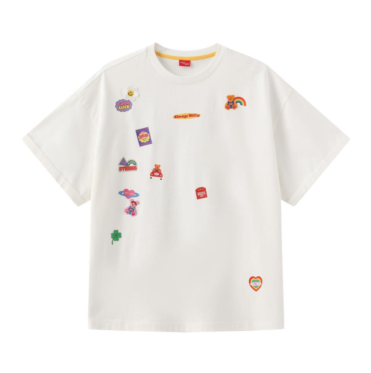Irregular Embroidered Crew Neck T-Shirt