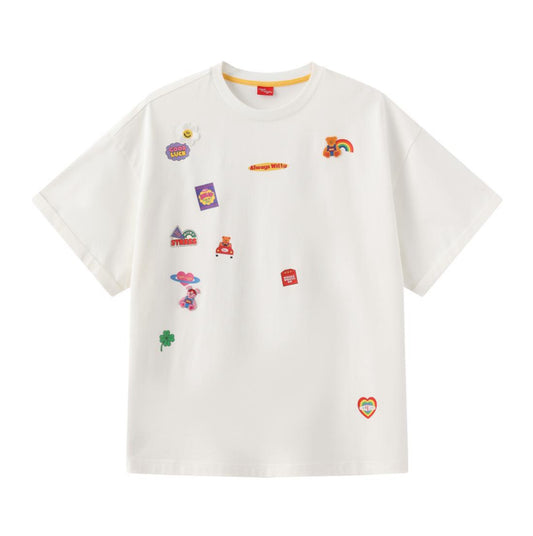 Irregular Embroidered Crew Neck T-Shirt