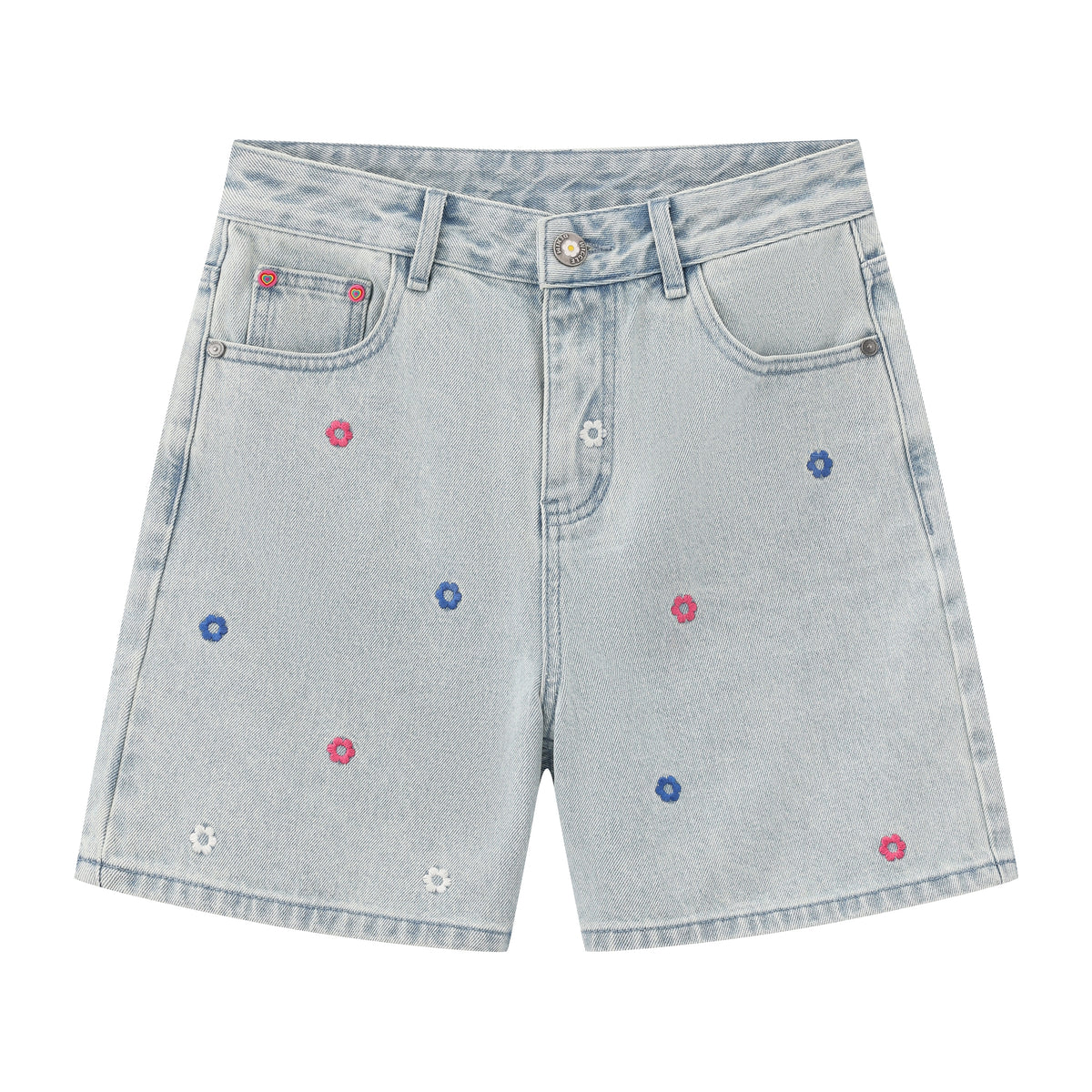 Loose High-Waist Denim Shorts