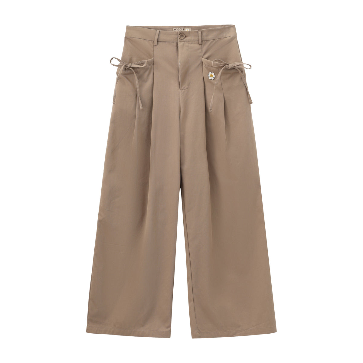 Korean Style Side Webbing Trim Woven Casual Pants