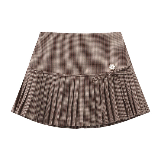 Plaid Bow Anti-Aging Woven Skirt