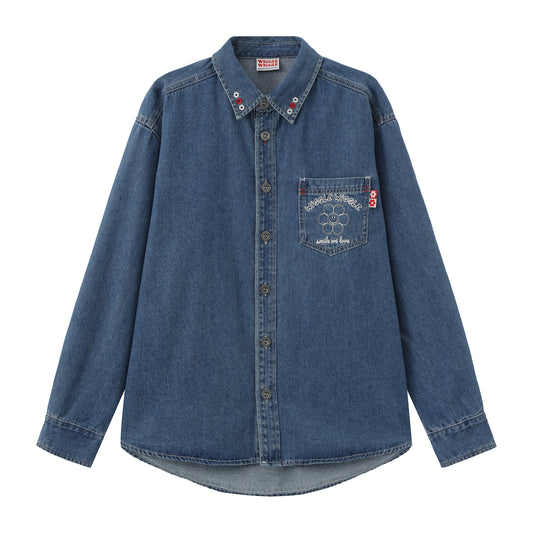 Versatile Preppy Denim Shirt